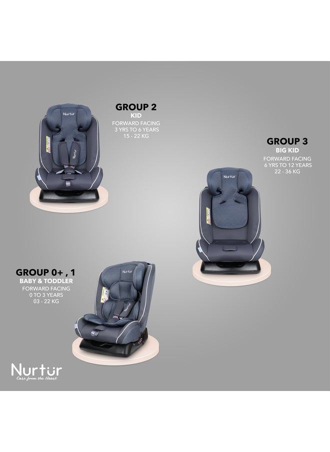 Nurtur Otto BabyKids 4in1 Car Seat 4 Position Recline 5Point Safety Harness 10 Level Adjustable Headrest 0 months to 12 years Group 0123 Upto 36kg Official Product  - Image 5