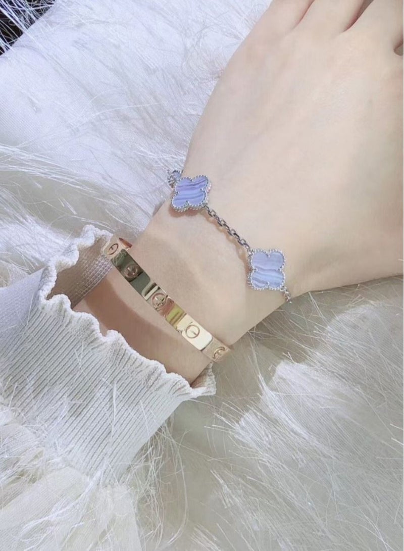 Kenzs 18k Gold Purple Chalcedony Bracelet - Image 2