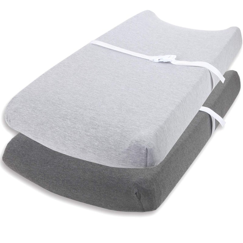 Cuddly Cubs Changing Pad Covers â€“ 2 Pack â€“ Snuggly Soft Plush Cotton Changing Table Covers for Boy, Girl â€“ Fits Perfectly on Summer Infant and Other 16 x 32 Baby Changing Table Pads â€“ Heather Grey - Image 1