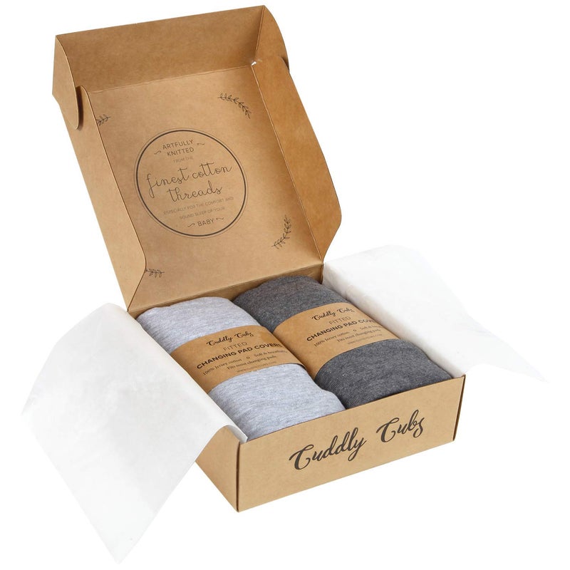 Cuddly Cubs Changing Pad Covers â€“ 2 Pack â€“ Snuggly Soft Plush Cotton Changing Table Covers for Boy, Girl â€“ Fits Perfectly on Summer Infant and Other 16 x 32 Baby Changing Table Pads â€“ Heather Grey - Image 3