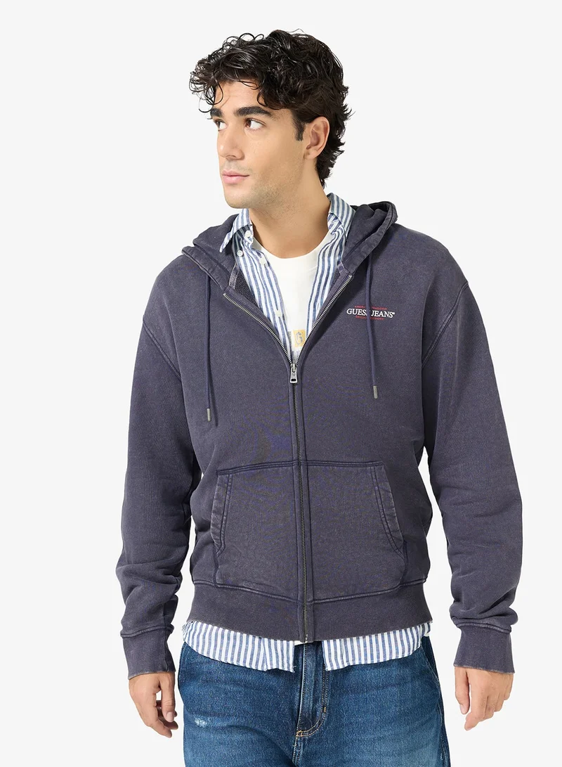 Zip Through regular Hooded Sweatshirt