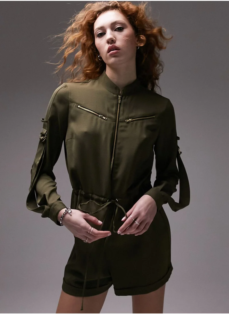 TOPSHOP Zip Detail Knitted Playsuit