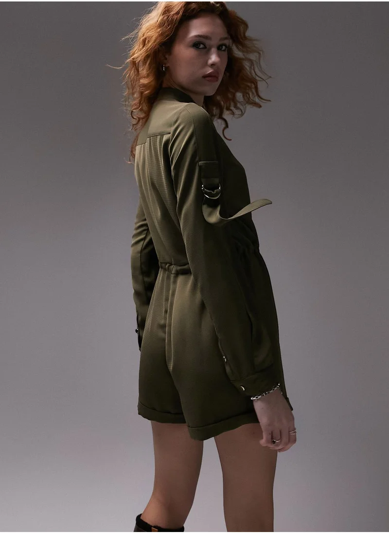 TOPSHOP Zip Detail Knitted Playsuit