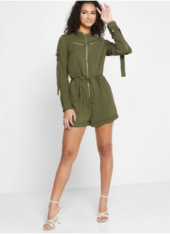 TOPSHOP Zip Detail Knitted Playsuit  - Image 4