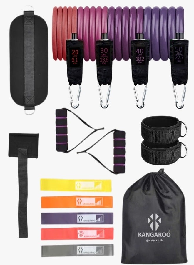 كانجرو طقم أشرطة مقاومة للتمارين من 16 قطعة