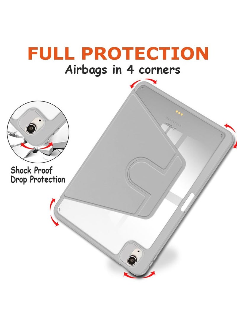 كيس لـ iPad mini (2024/2021) 7th/6th 8.3-بوصة ، كيس حماية اللوح ، تصميم دوران 360 درجة أكريليك ، إيقاظ / نوم تلقائي ، جلد ناعم ، رمادي - Image 3