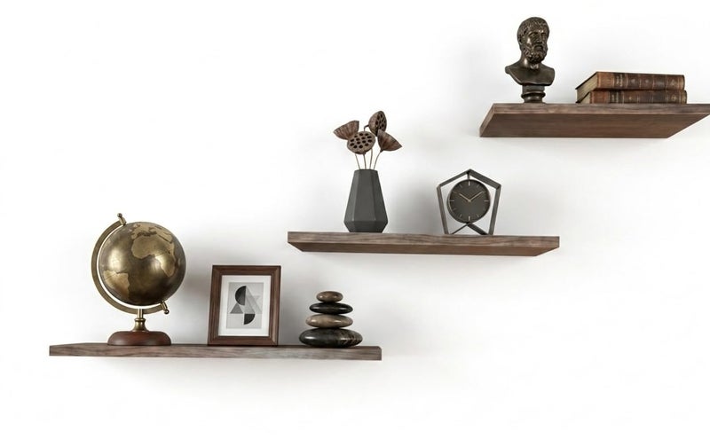 MDF Floating Shelves, Brown, 18 mm Thickness, 40, 46 and 50 cm, Width 15 cm, High Quality, with Installation Supplies - Image 1