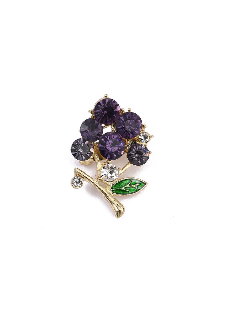 Generic Ladies Alloy Brooch Niche Design Butterfly Rhinestone Anti-exposure Silk Scarf Clothing Accessory High-end Fashion Jewelry Grape 