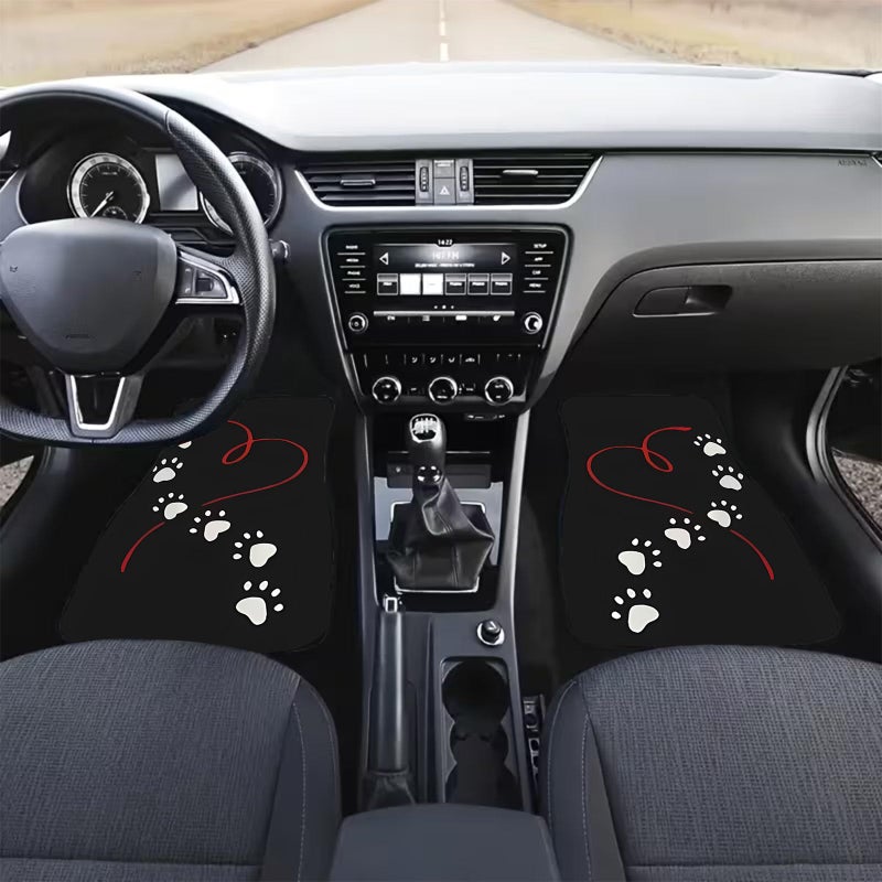 Universal Car Floor Mats Non Slip 4 PCS Paw Prints And Hearts - Image 4