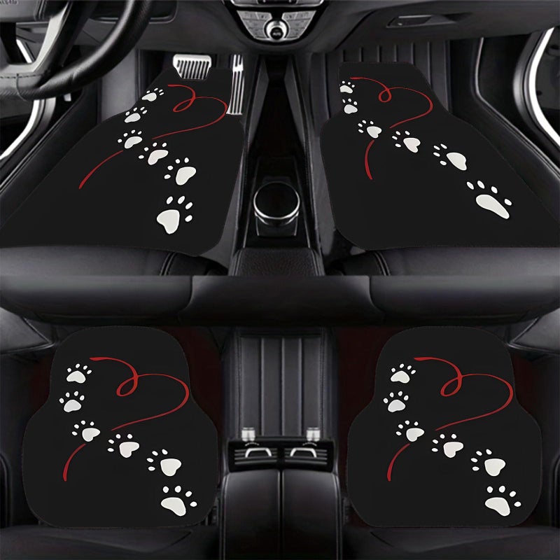 Universal Car Floor Mats Non Slip 4 PCS Paw Prints And Hearts - Image 5