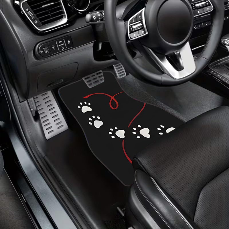 Universal Car Floor Mats Non Slip 4 PCS Paw Prints And Hearts - Image 3