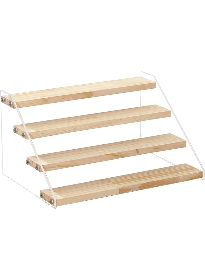 بي بي أيه حامل عرض خشبي مع 4 خطوات لعرض الرفوف الخشبية للبائعين، الكب كيك، العطور - Image 1
