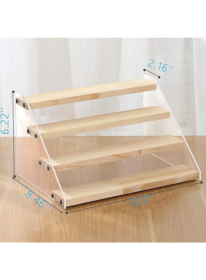 بي بي أيه حامل عرض خشبي مع 4 خطوات لعرض الرفوف الخشبية للبائعين، الكب كيك، العطور - Image 5