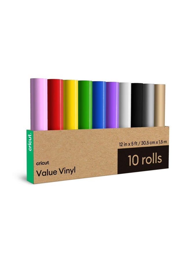 Cricut - Cricut® Value Permanent Vinyl, Rainbow Sampler - 12in x 5ft Rolls (10 Count) - Image 1