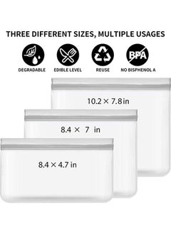 Arabest 10-Piece Reusable Freezer Bags Clear/Grey Small (8.4x4.7 inch), Medium (8.4x7 inch), Large (10.2x7.8 inch)  - Image 2