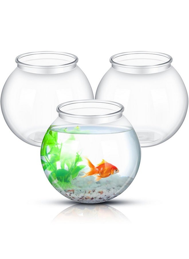 Mifoci Mifoci 3 Pcs Plastic Fish Bowls Transparent Small Plastic Fish Tank Shatterproof Fishbowl Clear Round Plastic Aquarium for Betta Fish Goldfish Candy Wedding Party Favor Desktop Decoration, 7.09 x 6.3  - Image 1
