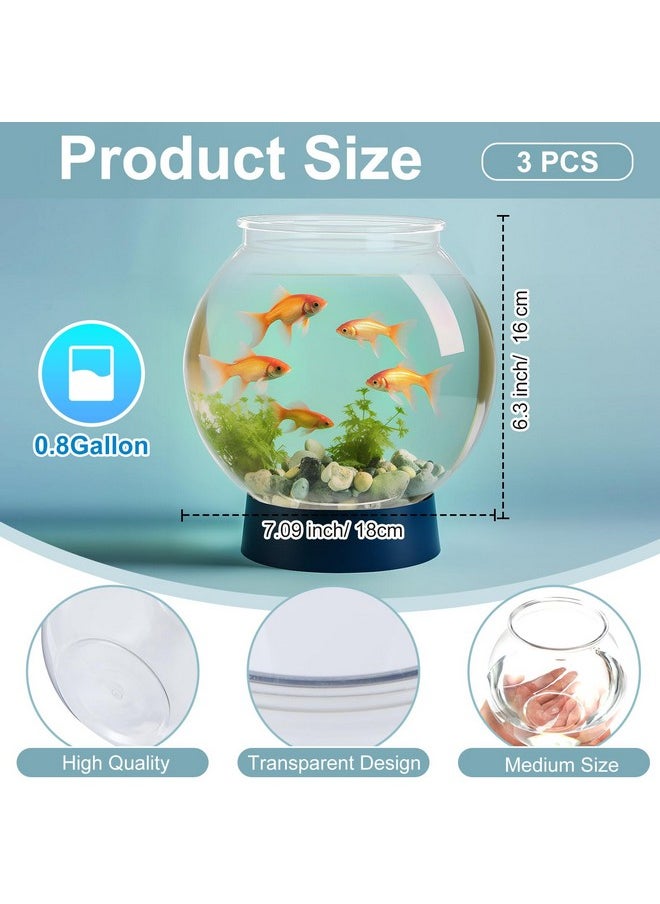 Mifoci Mifoci 3 Pcs Plastic Fish Bowls Transparent Small Plastic Fish Tank Shatterproof Fishbowl Clear Round Plastic Aquarium for Betta Fish Goldfish Candy Wedding Party Favor Desktop Decoration, 7.09 x 6.3  - Image 3
