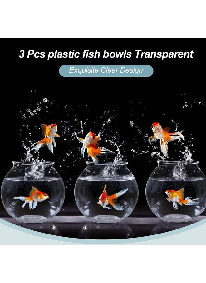 Mifoci Mifoci 3 Pcs Plastic Fish Bowls Transparent Small Plastic Fish Tank Shatterproof Fishbowl Clear Round Plastic Aquarium for Betta Fish Goldfish Candy Wedding Party Favor Desktop Decoration, 7.09 x 6.3  - Image 5