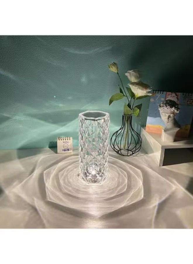 ACLIX USB Touch Crystal Diamond Table Lamp With Three Colour Lighting White 21 x 9 x 9cm - Image 1