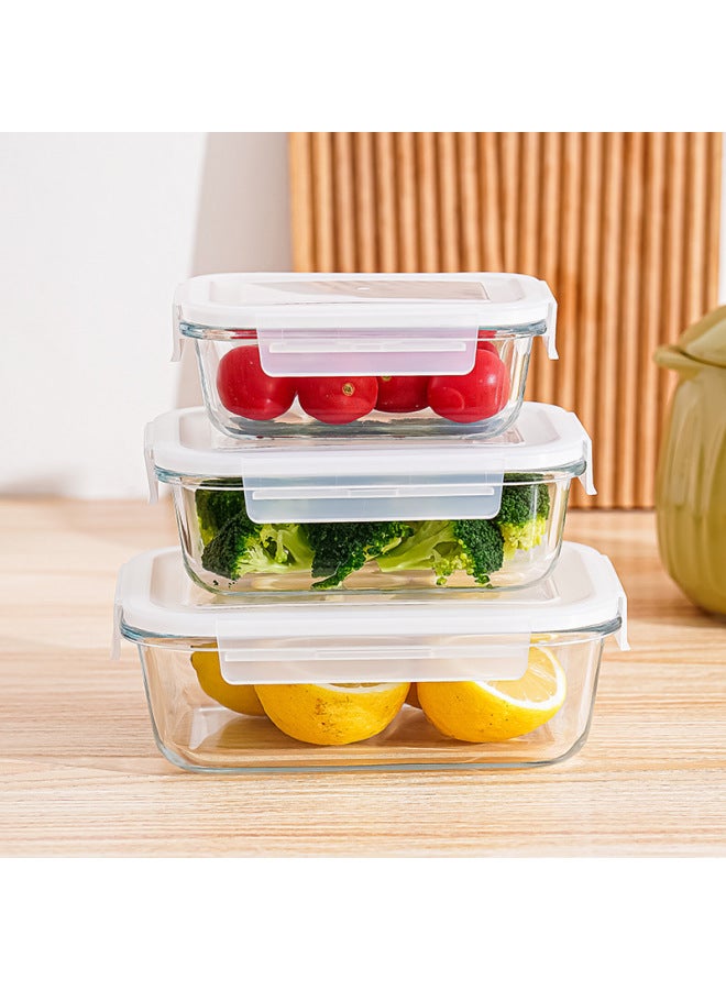 Rectangular Heat-resistant Glass Lunch Box Office Workers Can Enter The Microwave Oven Can Be Heated Lunch Box Refrigerator Glass Fresh-keeping Box-Specifications:Square 800 Two Separated-Semi-transparent Black Non-porous Cover White Rubber Ring-Color:high Borosilicate Glass  - Image 4