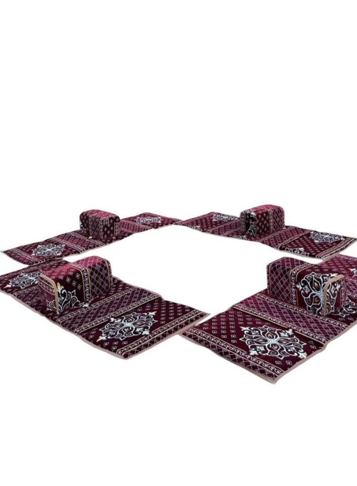 سمارت هوم طقم جلسة أرضية تراثية مكونة من 8 قطع مناسبة للسفر والرحلات البرية والحديقة , طقم يتكون من ٤ مدات مقاس 5X80X200 تخييم ارضية مع 4 مراكى - Image 1