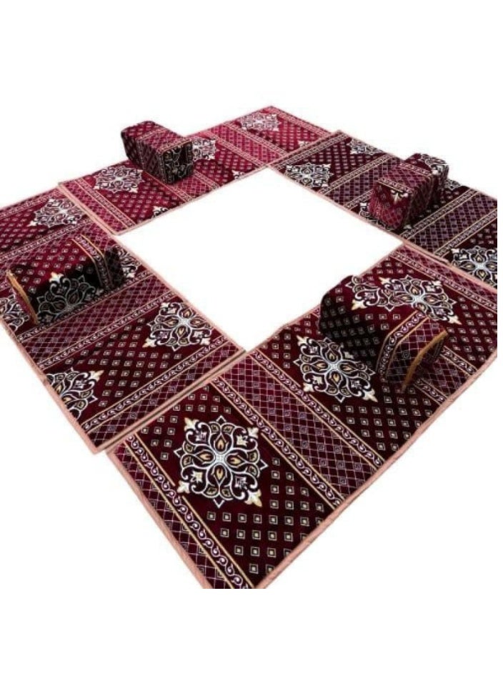 سمارت هوم طقم جلسة أرضية تراثية مكونة من 8 قطع مناسبة للسفر والرحلات البرية والحديقة , طقم يتكون من ٤ مدات مقاس 5X80X200 تخييم ارضية مع 4 مراكى - Image 4