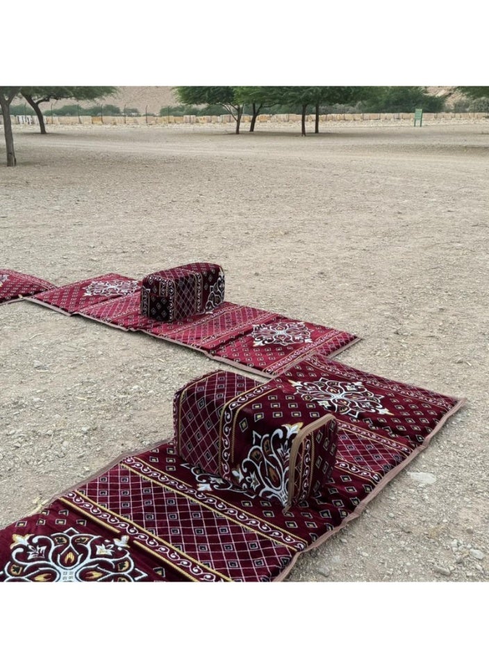 سمارت هوم طقم جلسة أرضية تراثية مكونة من 8 قطع مناسبة للسفر والرحلات البرية والحديقة , طقم يتكون من ٤ مدات مقاس 5X80X200 تخييم ارضية مع 4 مراكى - Image 3