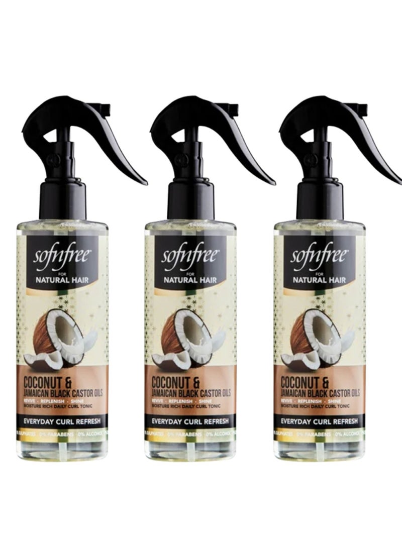Sofn'free 3 Pieces Every Day Curl Refreshing Spray With Coconut And Jamaican Black Castor Oils