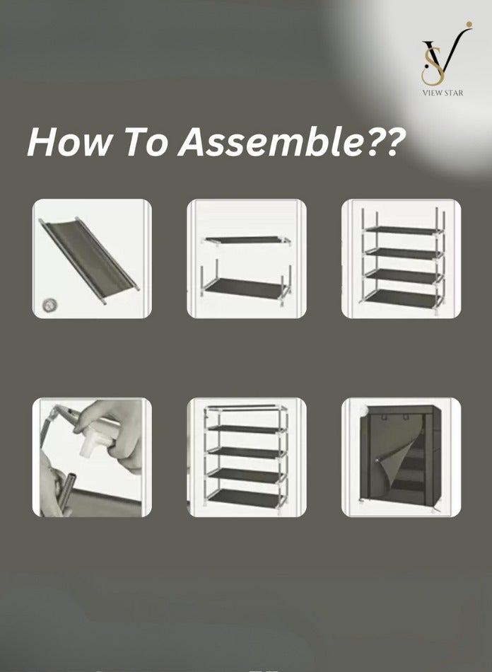 فيوستار منظم أحذية من فيوستار، رف أحذية بشاشة مفتوحة، منظم أحذية قائم بذاته، خزانة أحذية مقاومة للغبار، رف أحذية منزلي من 5 طبقات للمدخل والممر، حل لتخزين الأحذية - Image 4