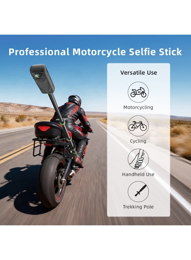aMagisn Motorcycle Selfie Stick Aluminum Alloy Extendable Pole with Knob Lock, Compatible with GoPro, Insta360 & DJI Action - Image 2