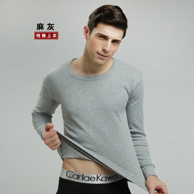 Men'S Pure Cotton Thin Long-Sleeved Autumn Clothing Basic Bottoming Shirt Thermal Intimates Single-Piece Top For Women - Image 1