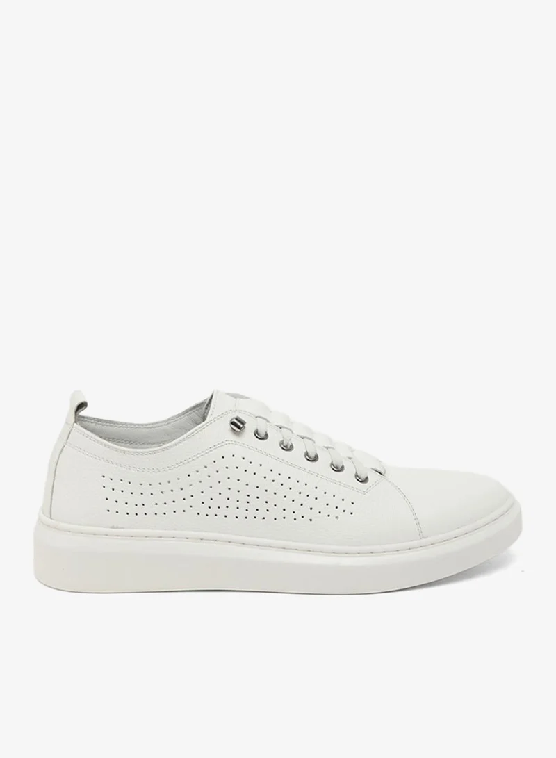 Hush Puppies Mens HPM-ROJAK3-WHITE Casual Lace Up Perforated Sneaker , White