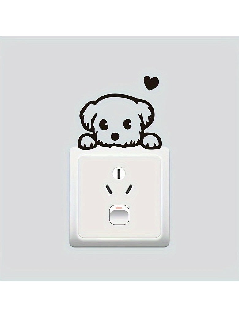 Generic 2pcs Light Switch Decals Adorable Little Dog Pet Animal Pattern Wall Sticker Decor Art Mural Baby Nursery Room  - Image 2