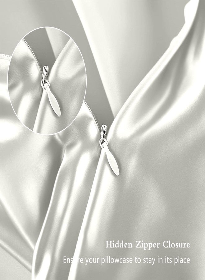 DKBslik Mulberry Silk Pillow Cases Standard Size, Silk Pillowcase for Hair and Skin, Anti Acne Cooling Sleep Both Sides Natural Silk Satin Pillow Covers with Hidden Zipper, Gifts for Women Men, Ivory - Image 3