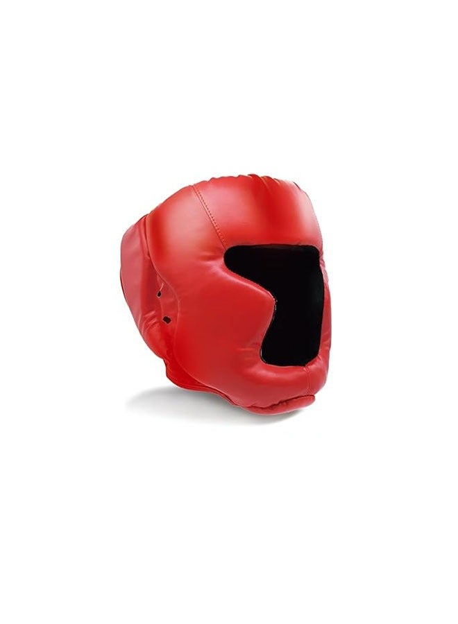 DAREU Red Boxing and MMA Headgear – Adjustable Sparring Head Protector for Men, Women, and Kids – Full Face Helmet with Cheek and Jaw Protection – Ideal for Kickboxing, Muay Thai, Taekwondo, Martial Arts Training – 1 Pack  - Image 1