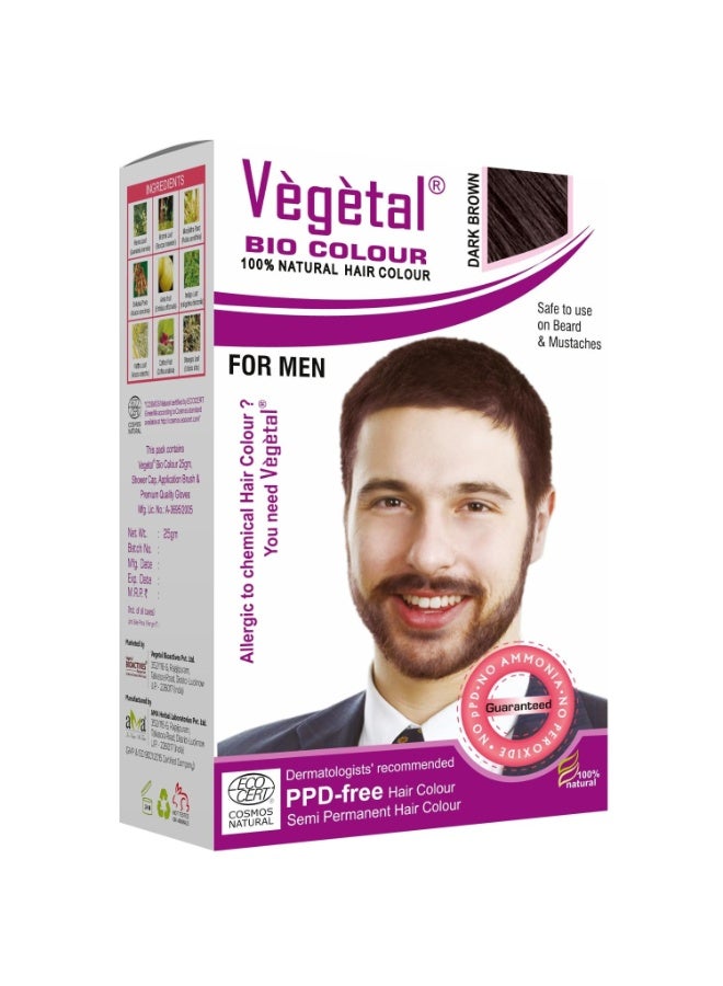 Vegetal Bio Colour  Experience Natural Dark Brown Beard Hair Color for Men, 25g - Image 1