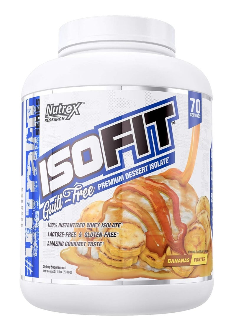 Nutrex Research Isofit Whey Protein Isolate - 25g Protein, 12g EAAs, 5.8g BCAAs, Fast Digesting and Muscle Gain And Recovery Banana Foster Flavor, 5 LBS 