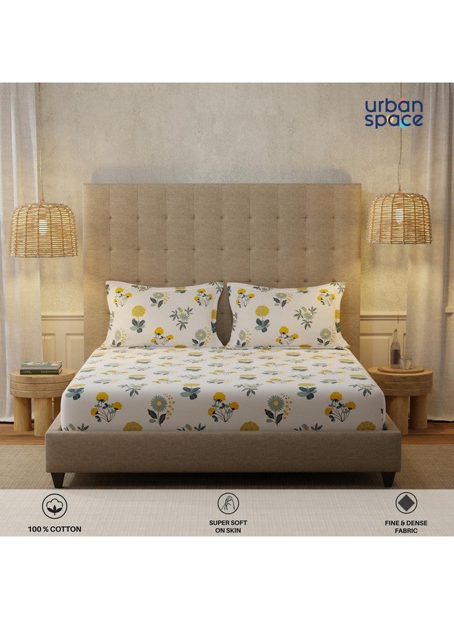 Urban Space Serene 200 TC 100% Cotton Bedsheet for Double Bed, Queen Size, with 2 Pillow Covers (Radiance White, Size 88 x 100 inches) - Image 2