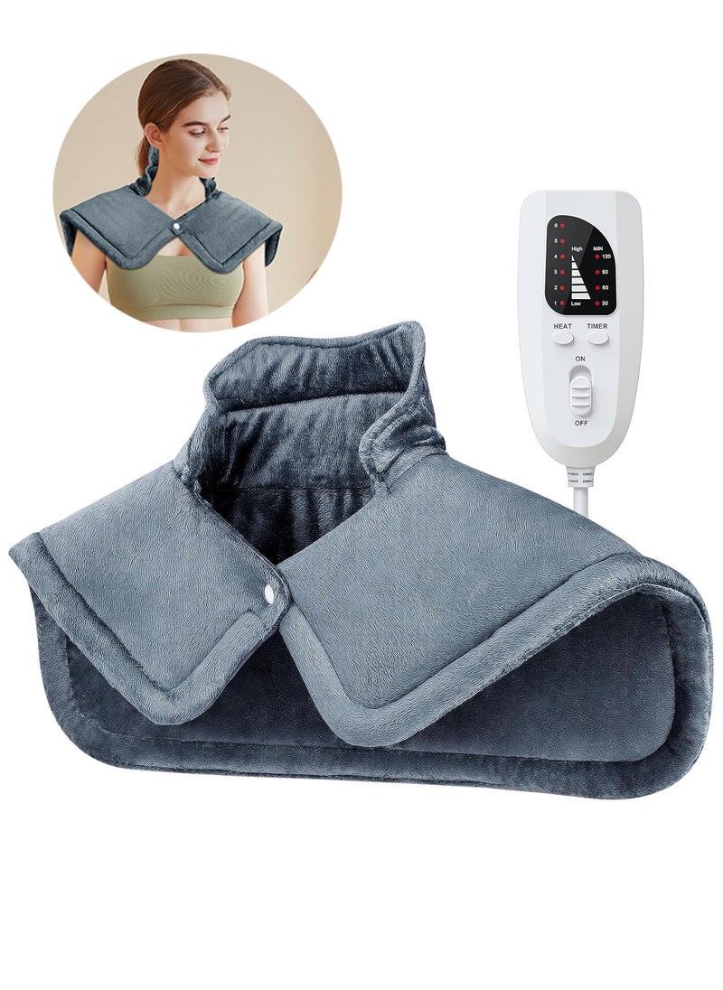 Electric Heating Pad - Neck, Shoulder, Back, Abdomen and Leg Pain Relief, 6-Speed Temperature Adjustment, 4-Speed Timing Setting, Self-Closing, Machine Washable,16 X 22 Inches