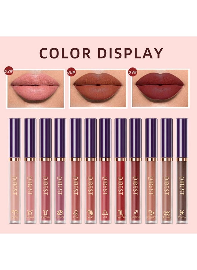 Bestland BestLand 12Pcs Matte Lipstick Lip Makeup Kit, Velvety Liquid Lipstick Waterproof Long Lasting Durable Nude Zodiac Signs Lip Gloss Beauty Cosmetics Gift Box Makeup Set Kit (12 Piece Set)  - Image 2
