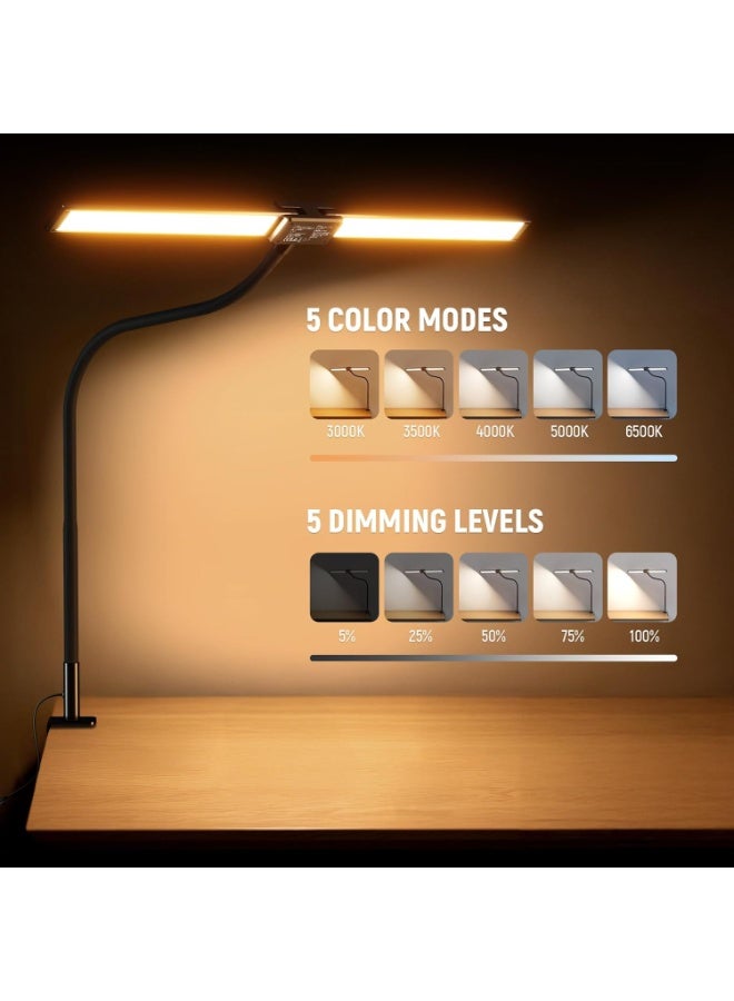 NEEWER N21 32" (81cm) LED Desk Clamp Lamp for Home Office & Dorm – 20W Dual Light Bars, 154 LEDs, 2200Lux/0.5m, CRI80+, 5 Color Modes, 5 Dimming Levels, Remote Control, Flexible Overhead Design, For Dual Monitor, Architect, Designer & Drafting Desks - Image 4