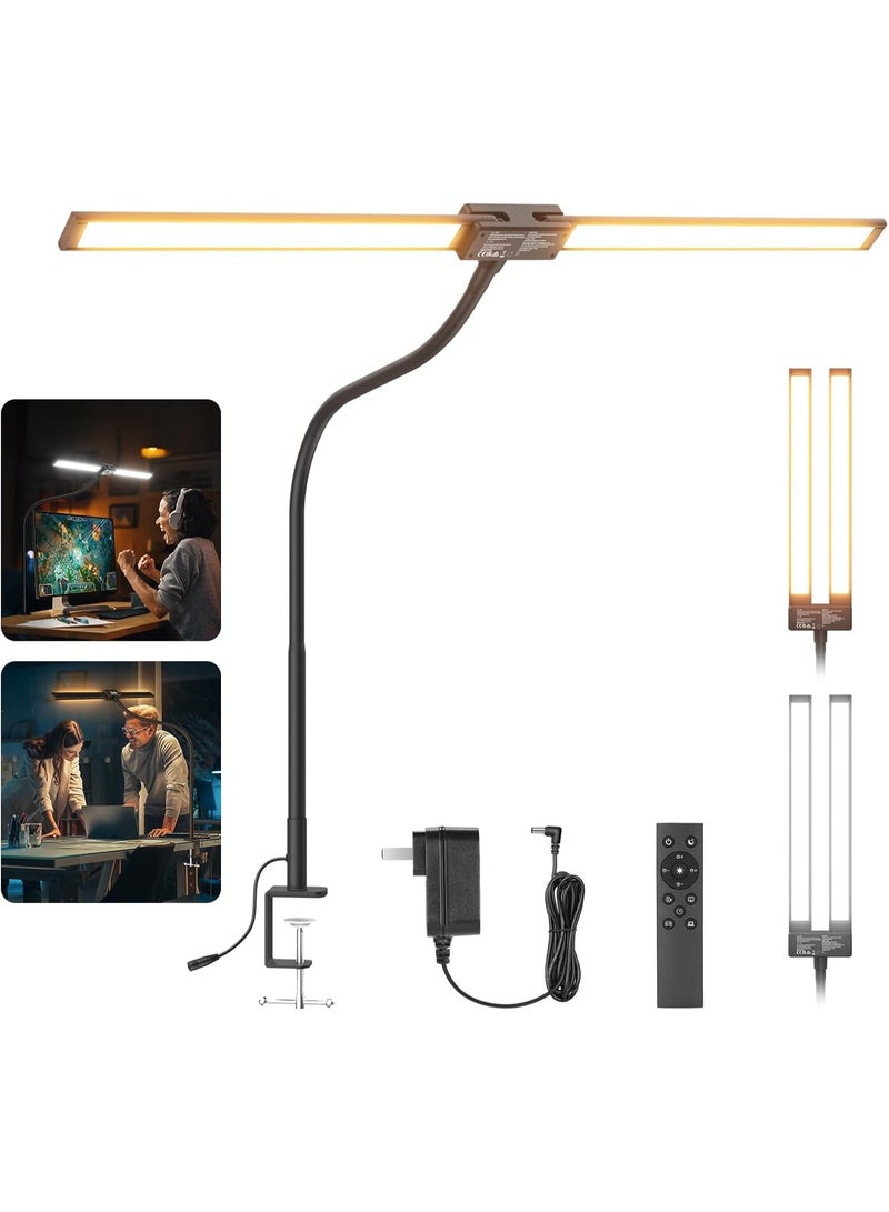 NEEWER N21 32" (81cm) LED Desk Clamp Lamp for Home Office & Dorm – 20W Dual Light Bars, 154 LEDs, 2200Lux/0.5m, CRI80+, 5 Color Modes, 5 Dimming Levels, Remote Control, Flexible Overhead Design, For Dual Monitor, Architect, Designer & Drafting Desks - Image 1