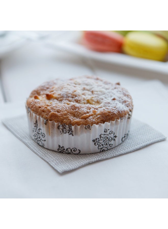 Restaurantware Panificio 4 Ounce Baking Cups, 200 Ridged Cupcake Liners - Oven-Ready, Freezable, Black And White Paper Muffin Cases, Disposable, Vintage Floral, For Wedding Parties, Baby Showers - Image 3