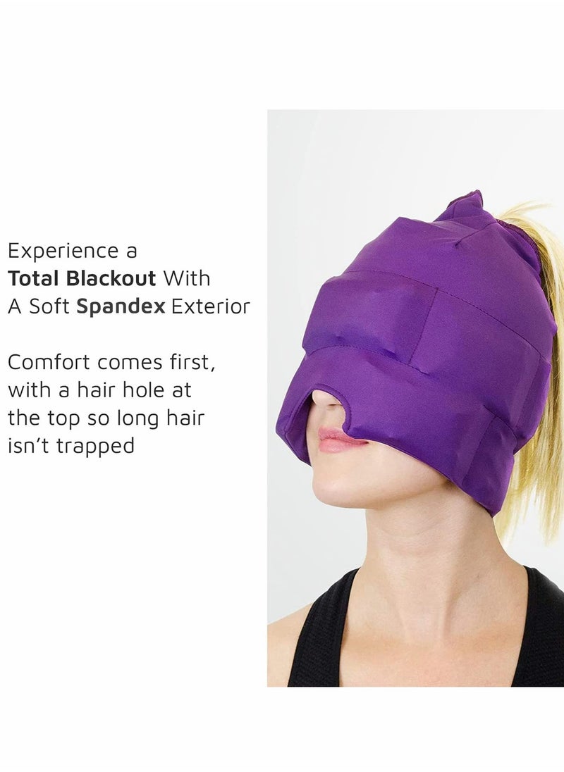 Excefore Headache Relief Cap Form Fitting Ice Head Wrap A Mask or Hat Used for Tension Relief. Stretchy, Comfortable, Cool, Purple  - Image 3