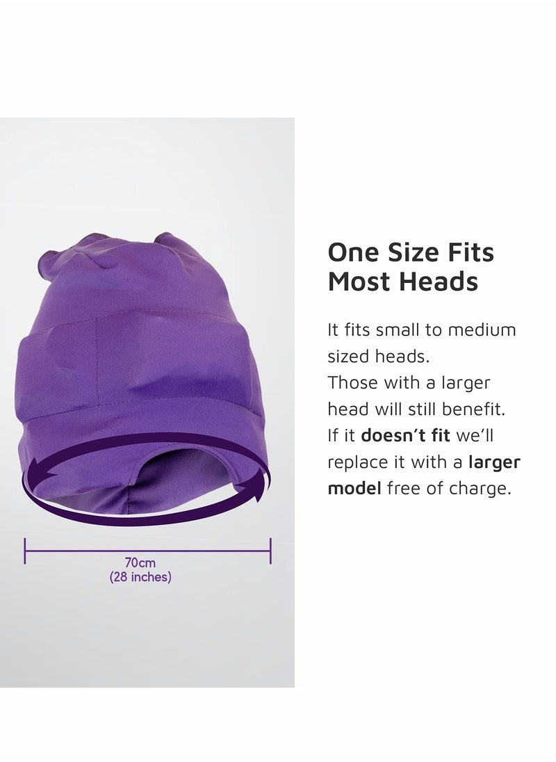 Excefore Headache Relief Cap Form Fitting Ice Head Wrap A Mask or Hat Used for Tension Relief. Stretchy, Comfortable, Cool, Purple  - Image 4