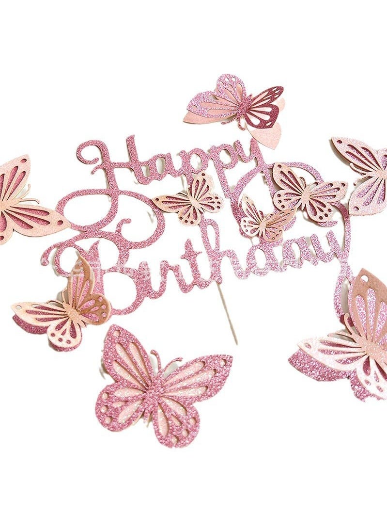 13Pcs Butterfly Themed Cake Toppers, 3D Butterfly Cakes, Double Color Butterfly Cake Toppers - Suitable for Girls Ladies Happy Birthday Cake Decorations Party Decorations