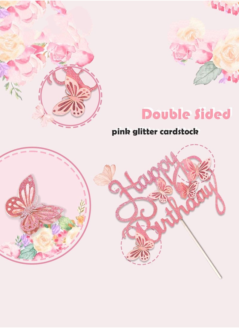 13Pcs Butterfly Themed Cake Toppers, 3D Butterfly Cakes, Double Color Butterfly Cake Toppers - Suitable for Girls Ladies Happy Birthday Cake Decorations Party Decorations