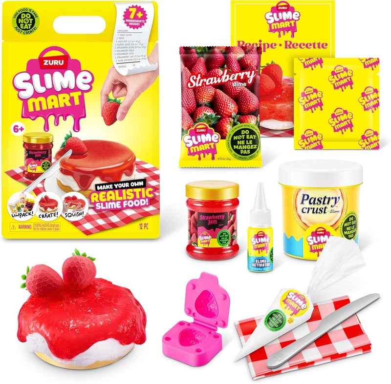 Slime Mart Series 1 Make Your Own Realistic Slime Food! Strawberry Cheese Cake Bag DIY Kit (12 Pieces) - Image 2