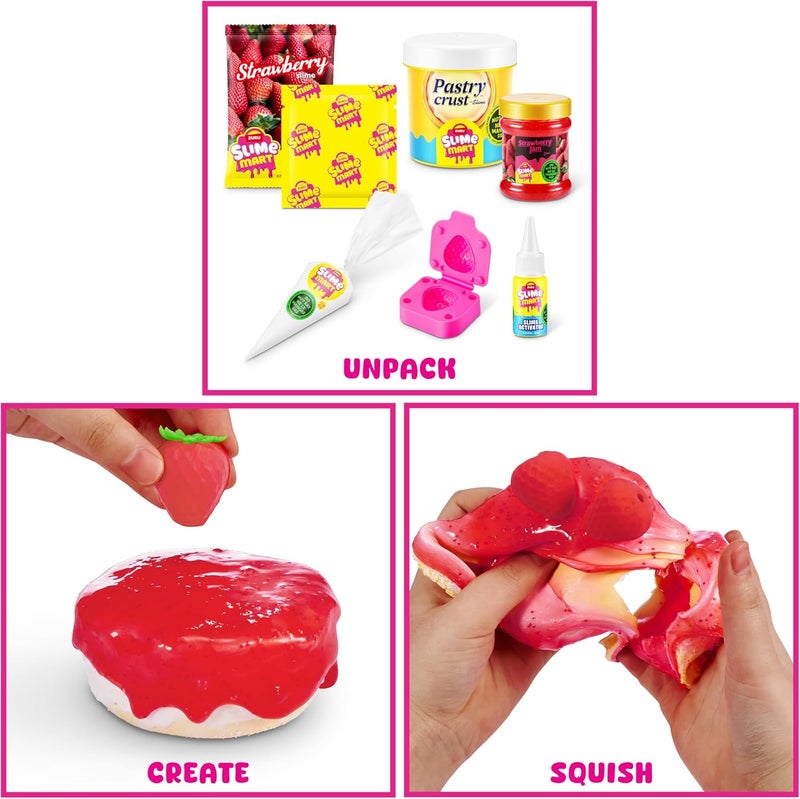 Slime Mart Series 1 Make Your Own Realistic Slime Food! Strawberry Cheese Cake Bag DIY Kit (12 Pieces) - Image 4
