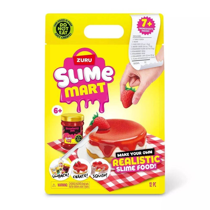 Slime Mart Series 1 Make Your Own Realistic Slime Food! Strawberry Cheese Cake Bag DIY Kit (12 Pieces) - Image 1